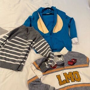 Kids Graphic and Striped Hoodies - Blue, Gray, and Cream